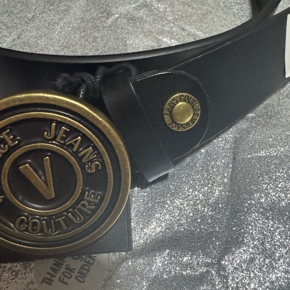 NWT Versace Brushed Brass Plaque Buckle Genuine Leather Made in Italy Belt main image 6